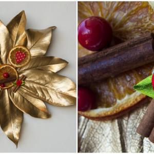 Нестандартен коледен венец, сътворен с листа от магнолия