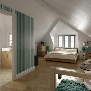 Елегантно решение за спалня и баня в подпокривното пространство