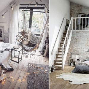 Оригинални решения за спалня в мансардата