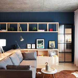 Дневната притежава семпло обзавеждане, разчупено от няколко ярки акцента