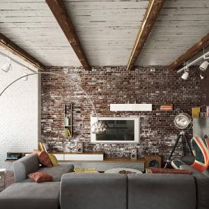 Тухлена стена в рустик стил