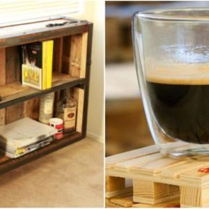 Етажерка и подложка от палети за офиса