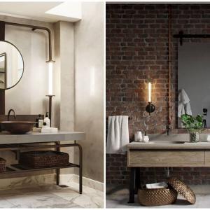 Индустриална конструкция около мивката създава целия интериор