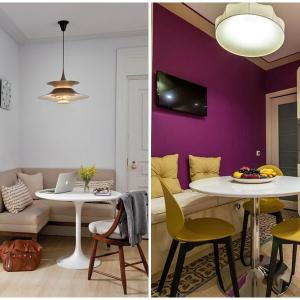 Обединете кухня и трапезария чрез поставянето на ъглов диван