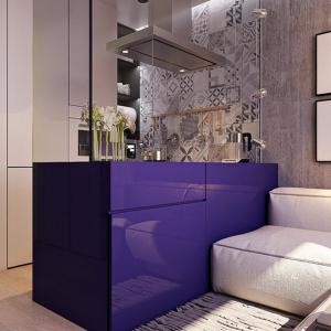 Кухнята впечатлява с уникален лилав остров