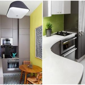 Разчупете тъмните кухненски шкафове със светли допълващи елементи