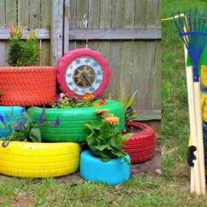 Шарено и забавно в градината с... гуми