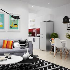 Изчистените линии на мебелите срещат смелите и провокативни картини