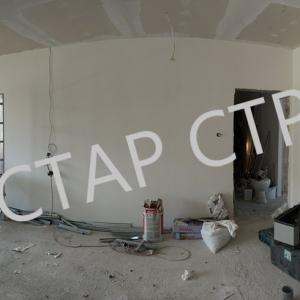 таван от гипсокартон и шпакловани стени с мрежа