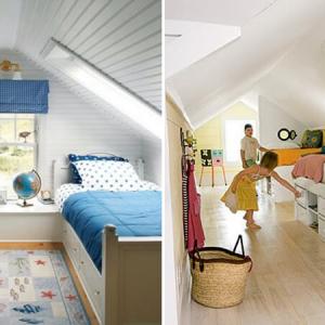 Таванска детска стая за няколко деца