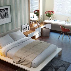 Спалня, представяща силата на правилната подредба