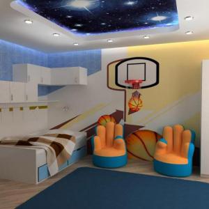 Спортна тематика – детска в сиво, черно, синьо