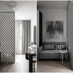 Дневната и спалнята са разделени от невероятна преградна стена