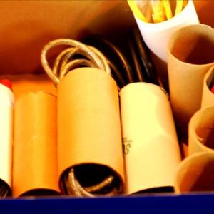 Мини-склад за кабели с рулца от хартия