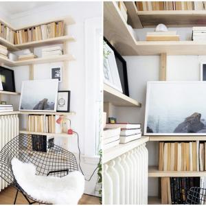 Поставете няколко удобни рафта в ъгъла на дневната