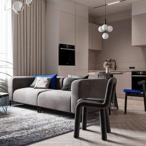 Дневна с балансирани сини акценти