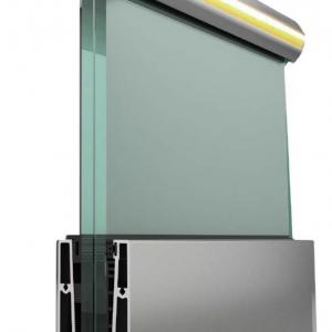 Цял алуминиев профил с триплекс прозрачен  закален 16 мм и ръкохватка