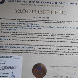 удостоверение в камара на Строителите в България